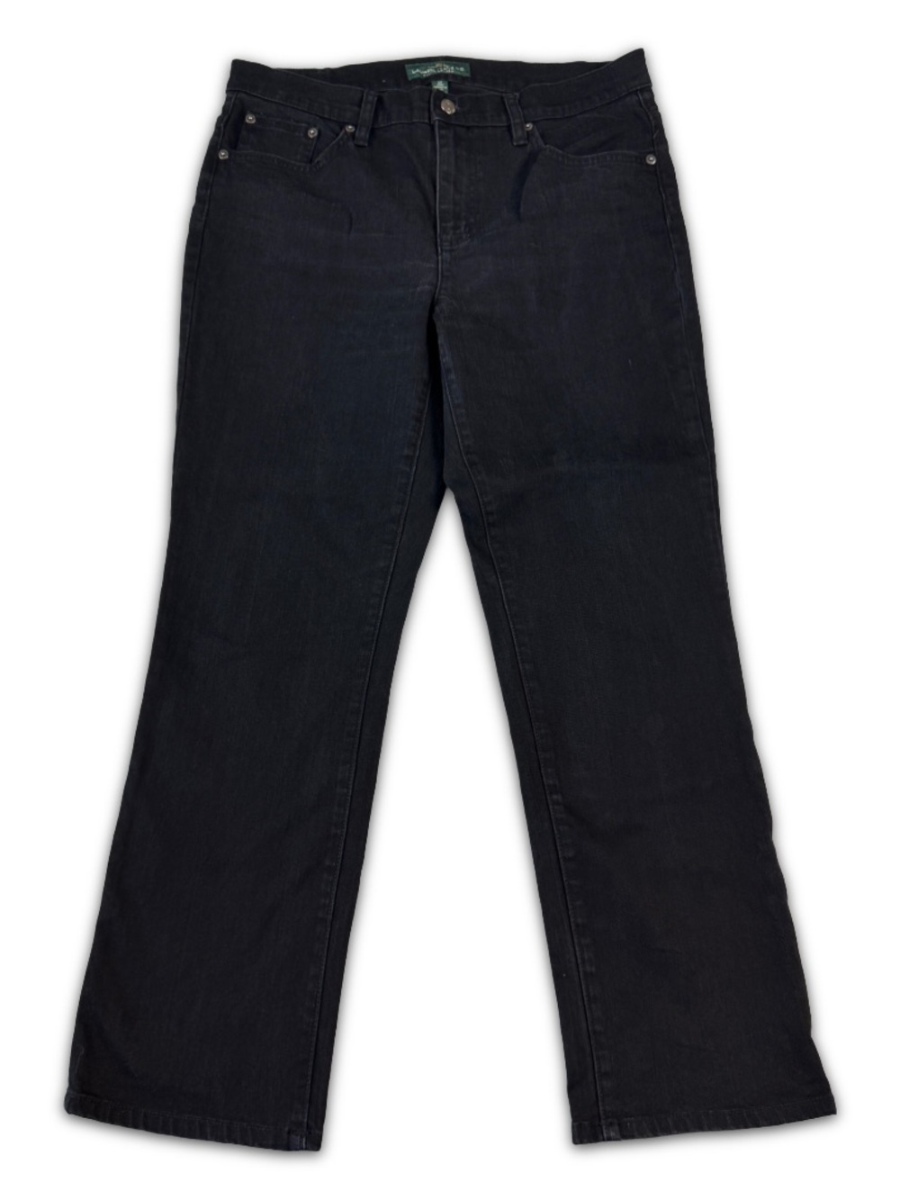 LRL‎ Ralph Lauren Jeans Co. Women Size 12 Black Denim Jeans Straight Leg Stretch